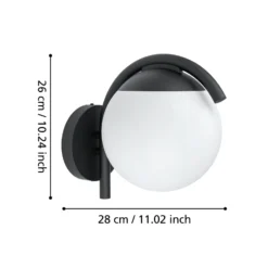 Aplique para exterior Prata Vecchia, negro, altura 26 cm, metal