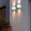 Aplique para exterior recargable LED Talent, color titanio, anchura 16 cm