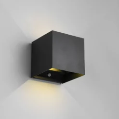 Aplique para exterior recargable LED Talent, negro, ancho 10 cm Sensor