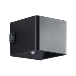 Aplique para exterior recargable LED Iseo, negro, ancho 10 cm, sensor