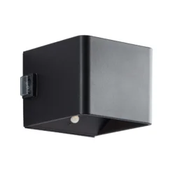 Aplique para exterior recargable LED Iseo, negro, ancho 10 cm, sensor
