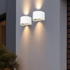 Aplique para exterior recargable LED Talent, blanco, anchura 16 cm, sensor