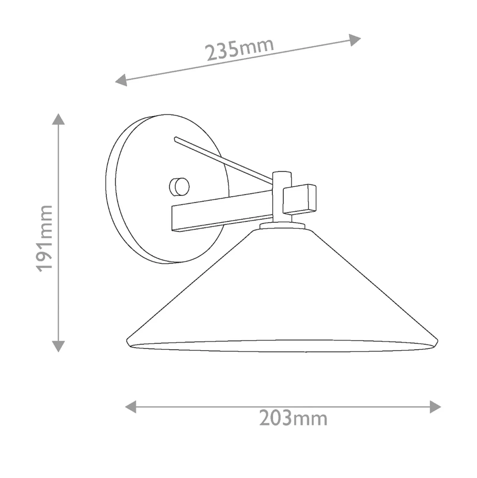 Aplique para exterior Ripley, negro, 20 cm de ancho, metal, IP44