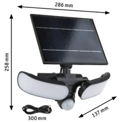 Aplique para exterior solar Paulmann Sonlig, color antracita, con sensor, IP65