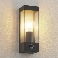 Aplique para exterior Tilian de Lindby, sensor, altura 25 cm, antracita