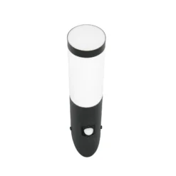 Aplique para exterior Trioto, negro mate, 39 cm de acero inoxidable, sensor