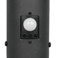 Aplique para exterior Trioto, negro mate, 39 cm de acero inoxidable, sensor