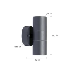 Aplique para exterior Tulimar de Prios, 2 luces, antracita, metal