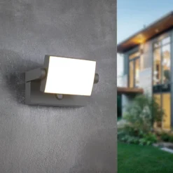 Apliqué LED con sensor para pared exterior KANSAS antracita Ancho 20 cm IP54
