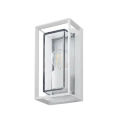 Arcchio Aplique de exterior Ismera, blanco, IP65, cristal, E27