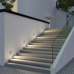 Arcchio Aplique LED empotrable Zamo, negro, 11 cm, IP65