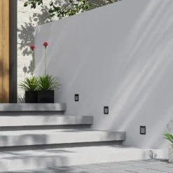 Arcchio Aplique LED empotrable Zamo, lamas, negro, IP65