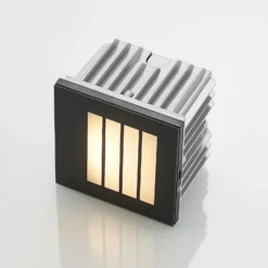 Arcchio Aplique LED empotrable Zamo, lamas, negro, IP65