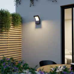 Arcchio aplique LED para exterior Advik, IP65, antracita, metal