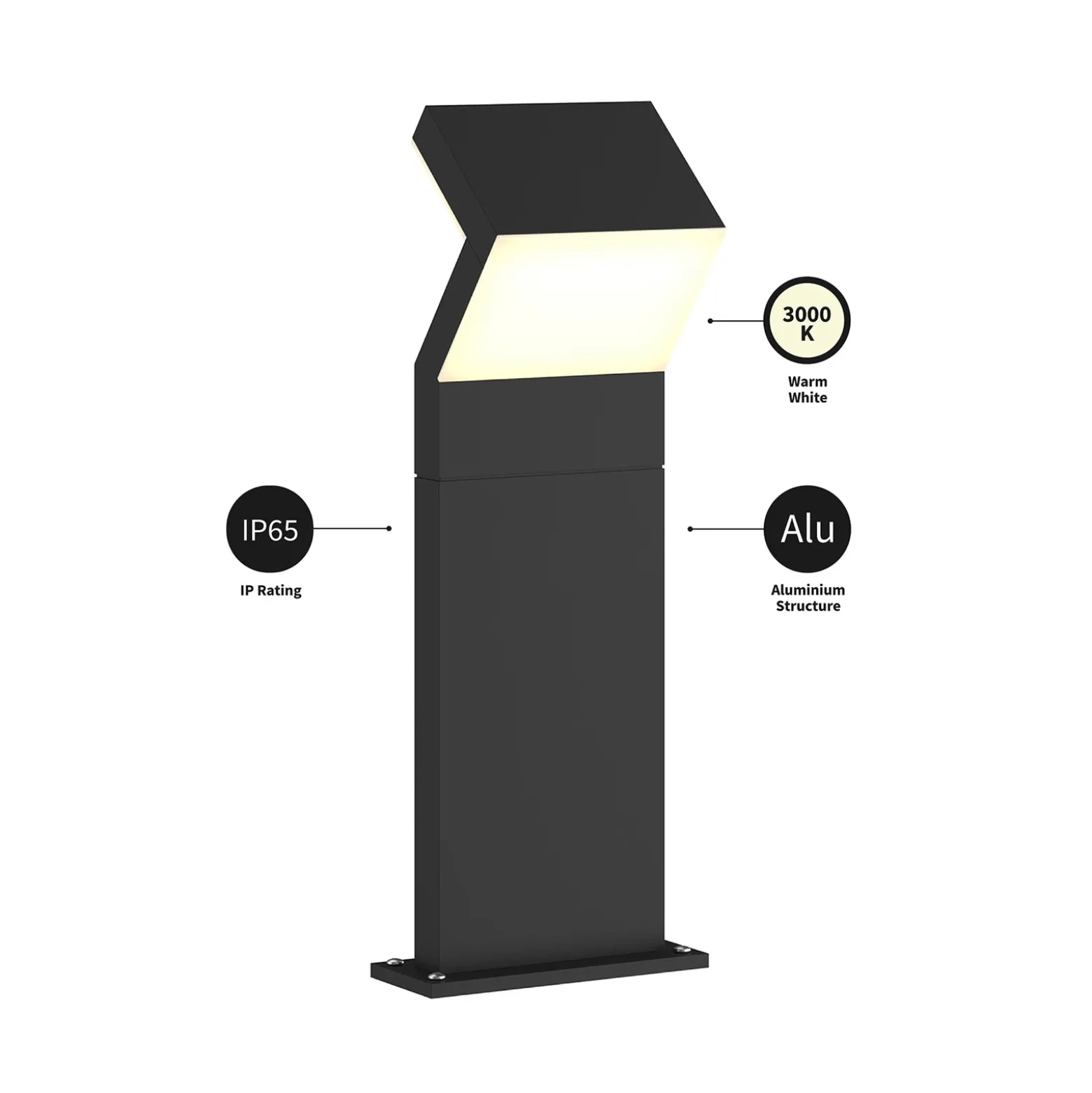 Arcchio baliza LED Havin, antracita, metal, 60 cm
