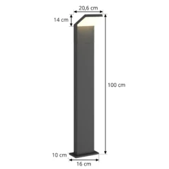 Arcchio, bolardo luminoso LED Yolena, 100 cm, antracita, aluminio
