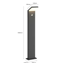 Arcchio, bolardo luminoso LED Yolena, sensor, 100 cm, antracita