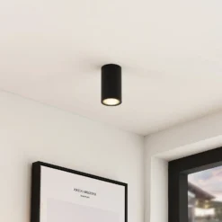 Arcchio downlight Olivir, negro, metal, Ø 6cm, GU10, IP44