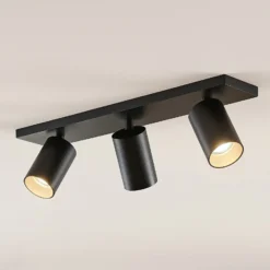 Arcchio Foco Brinja, negro, angular, Ø 6 cm, 3 luces, GU10