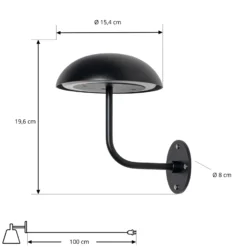 Arcchio LED lámpara de mesa recargable Thenra, negro, soporte de pared
