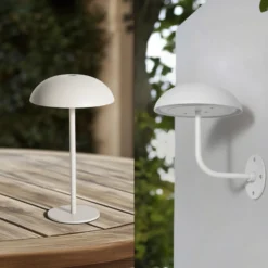 Arcchio LED lámpara de mesa recargable Thenra, blanco, soporte de pared
