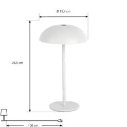 Arcchio LED lámpara de mesa recargable Thenra, blanco, soporte de pared