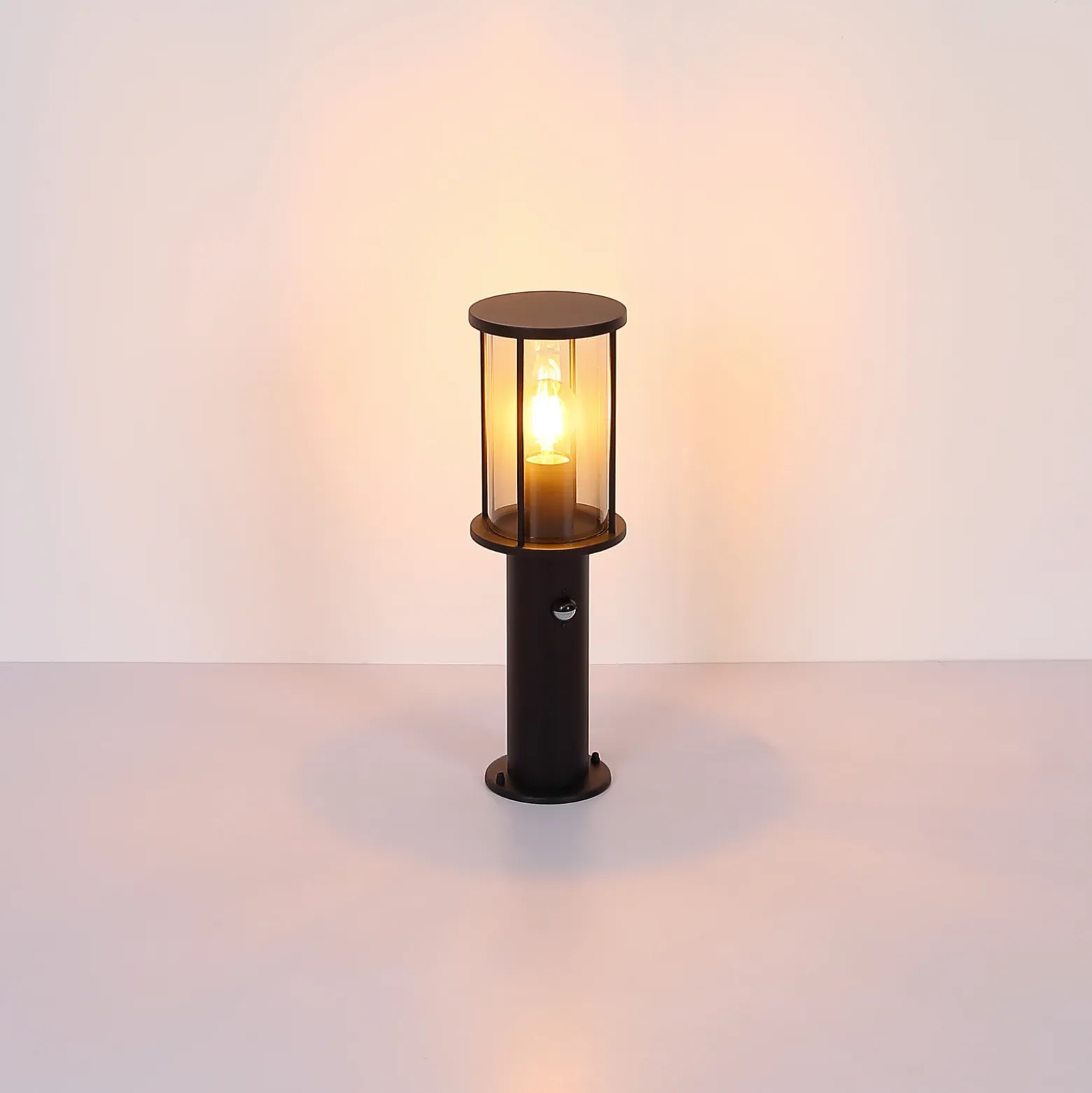 Baliza Gracey, negra, con sensor, 45 cm, IP54, E27
