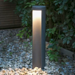 Baliza LED Chandra, gris oscuro, aluminio, altura 45 cm