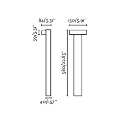 Baliza LED de pie, negra, aluminio, altura 58 cm