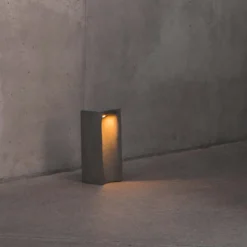 Baliza LED Grot, 2700K, gris, hormigón, IP55, altura 40 cm