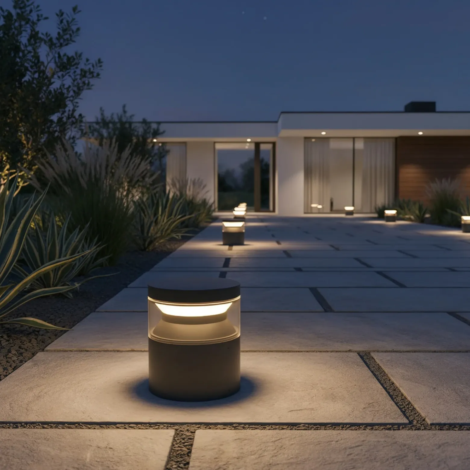 Baliza LED Ideal Lux Boeing, marrón café, altura 15 cm