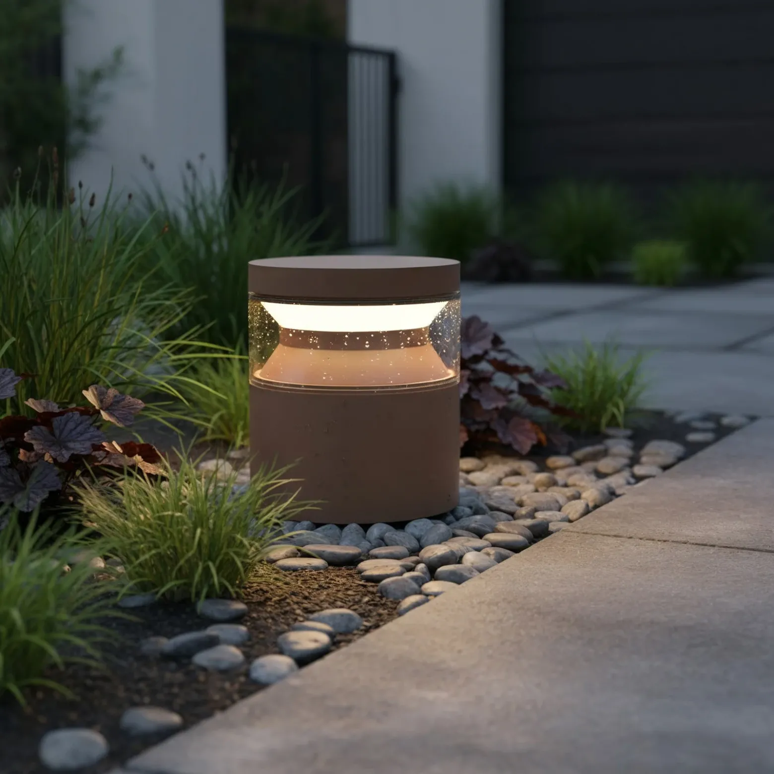 Baliza LED Ideal Lux Boeing, marrón café, altura 15 cm