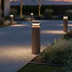 Baliza LED Ideal Lux Boeing, marrón café, altura 40 cm