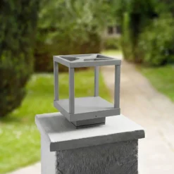 Baliza LED Lucande Lealan, gris, metal, 23 cm, IP54
