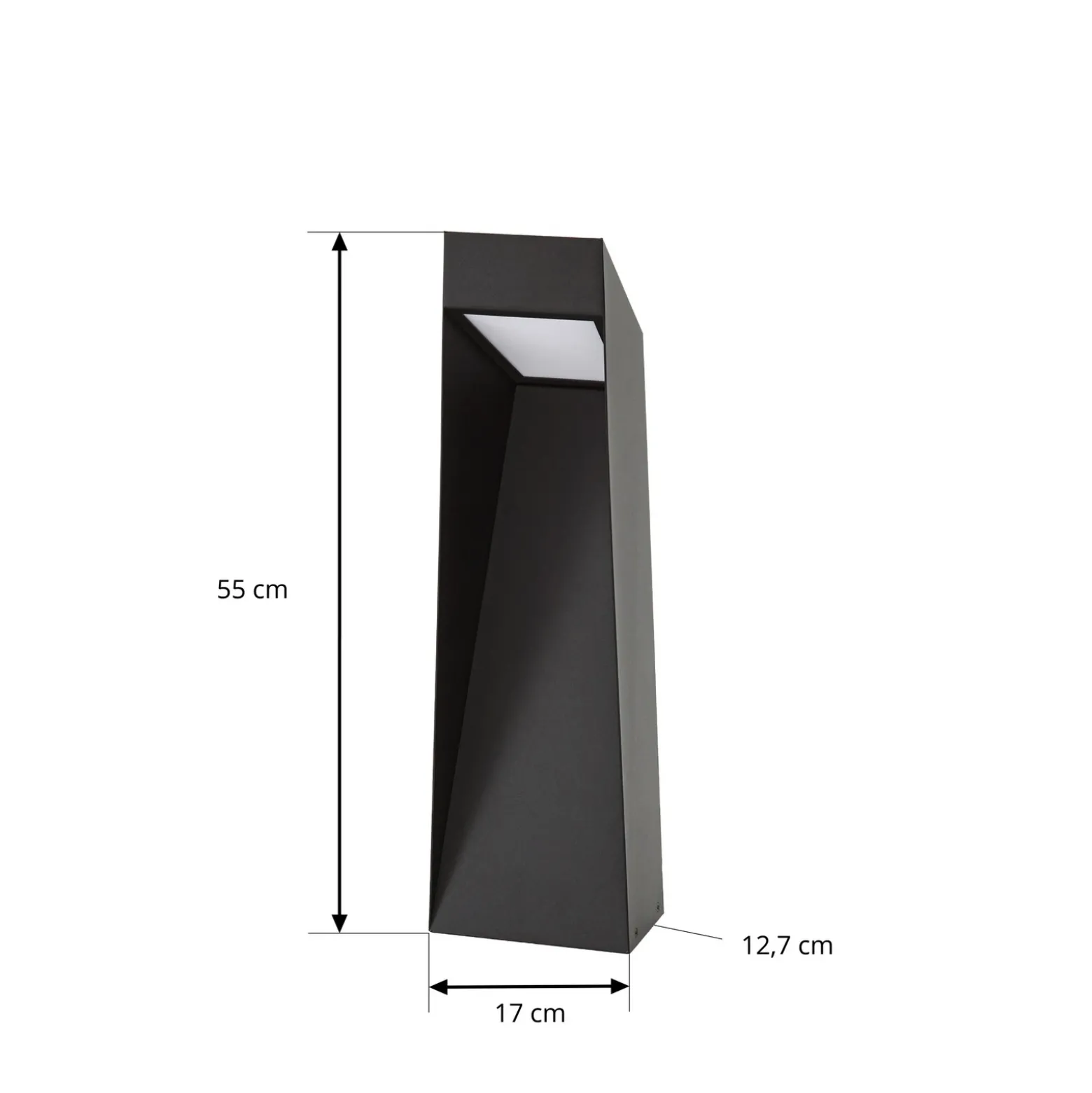 Baliza LED Lucande Louran, 55 cm, negra, luz hacia arriba y hacia abajo