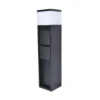 Baliza LED MAINS, negra, 37 cm, IP54, 2 enchufes