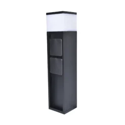 Baliza LED MAINS, negra, 37 cm, IP54, 2 enchufes