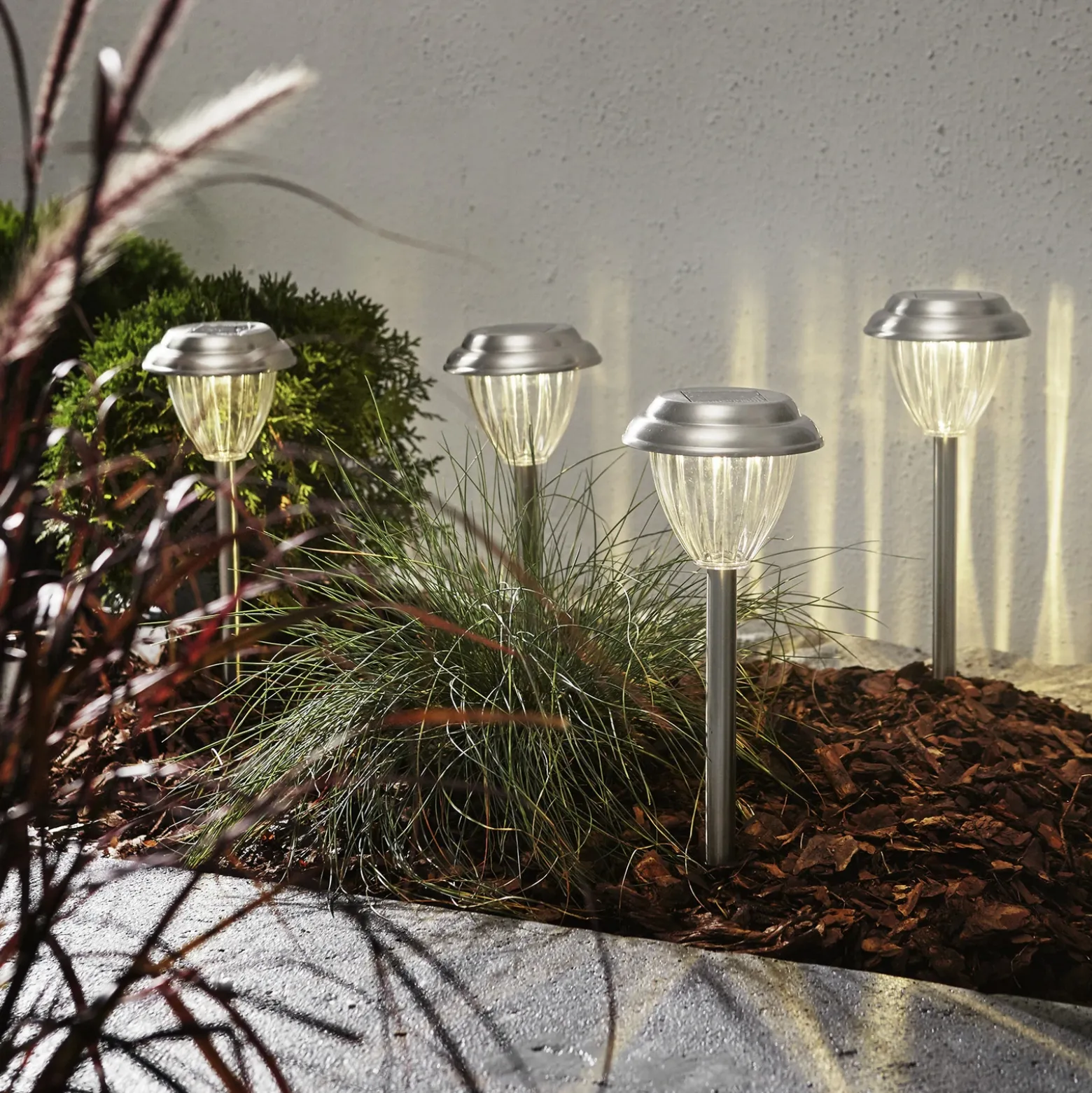 Baliza LED solar Palma set 4 ud