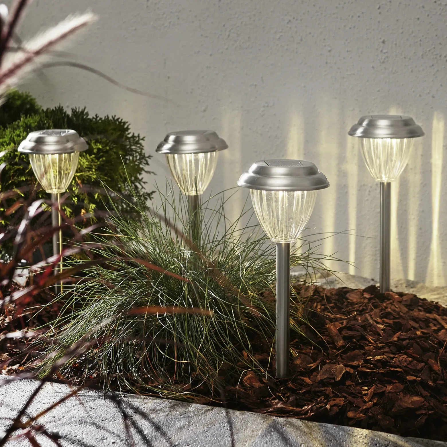 Baliza LED solar Palma set 4 ud