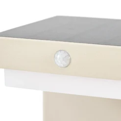 Baliza LED solar para zócalo Eleazar de Lindby, beige, aluminio, sensor