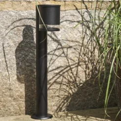 Baliza LED solar Viena, negra, metal, altura 50 cm