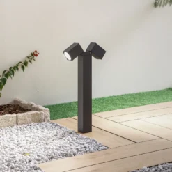 Baliza Lindby Othil, 2 luces, 50 cm, antracita, metal