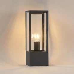 Baliza Lindby Peldar, antracita/transparente, altura 40 cm, cristal