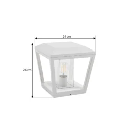 Baliza Lucande Dunia, blanca, metal, 24 cm, E27, IP54