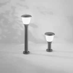 Baliza Thiago, 30 cm, gris oscuro, metal, E27, IP65