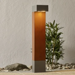 BEGA 84498 bolardo LED, plata, cabeza angular