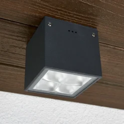 Bega 66157K3 Plafón para exterior, color grafito, 3.000 K, 38°