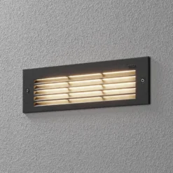 Bega Lámpara de pared LED empotrable gris ancho 26 cm Interruptor CCT