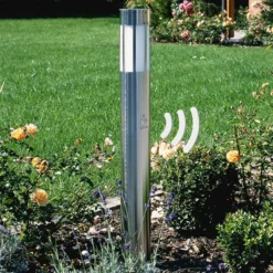 Bolardo luminoso 475, acero inoxidable, altura 90 cm, detector de movimiento