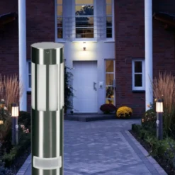 Bolardo luminoso 475, acero inoxidable, altura 90 cm, detector de movimiento